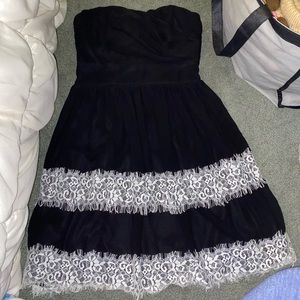 Strapless Black and White Dress